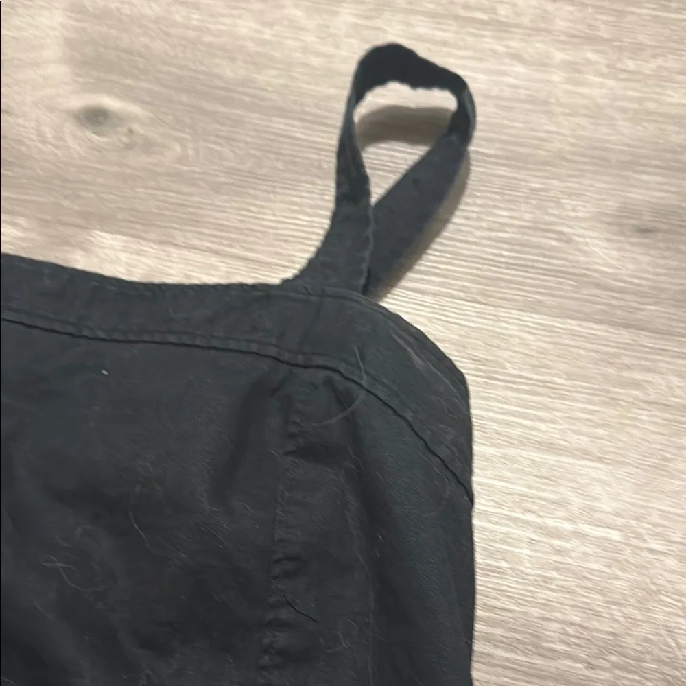 Madewell Classic Black Linen Dress with wide straps. - Picture 3 of 5